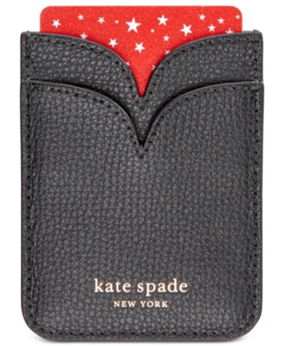 Shop Kate Spade New York Sylvia Leather Double Sticker Phone Pocket In Black