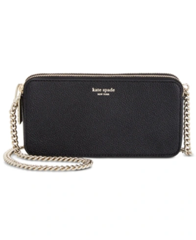 Shop Kate Spade New York Margaux Leather Double Zip Mini Crossbody In Black/gold