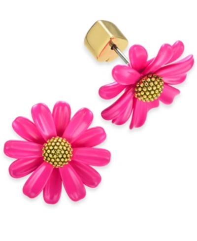Shop Kate Spade New York Gold-tone Flower Stud Earrings In Pink