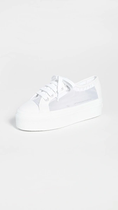 Shop Superga 2790 Mesh Platform Sneakers In White