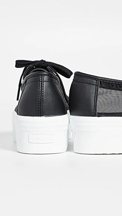 Shop Superga 2790 Mesh Platform Sneakers In Black/white