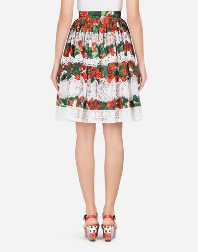 Shop Dolce & Gabbana Portofino-print Poplin And Lace Midi Skirt In Floral Print