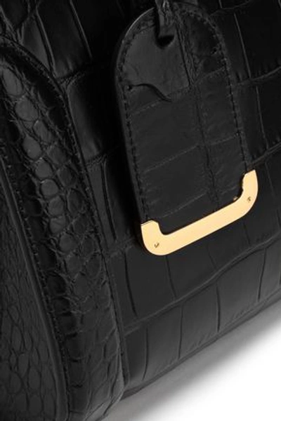 Shop Alexander Mcqueen Heroine Croc-effect Leather Tote In Black
