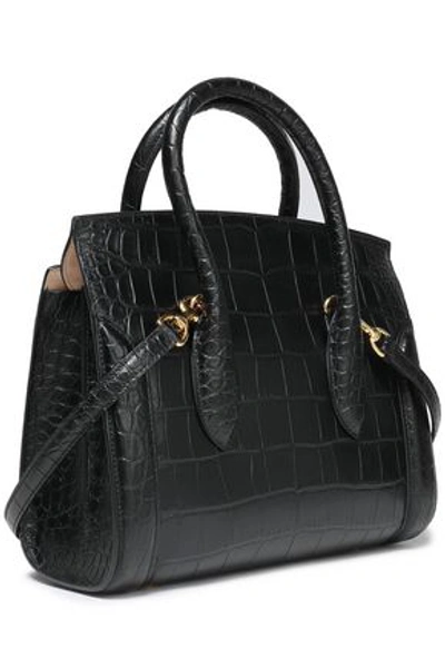 Shop Alexander Mcqueen Heroine Croc-effect Leather Tote In Black