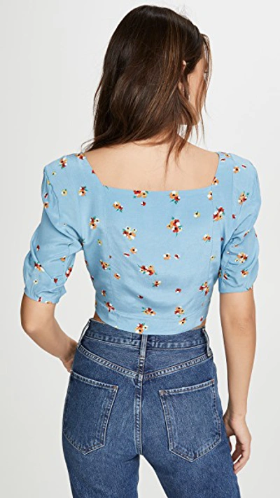 Shop Astr Faye Top In Sky Blue Pansy