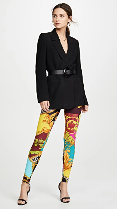 Shop Versace Printed Leggings In Multi