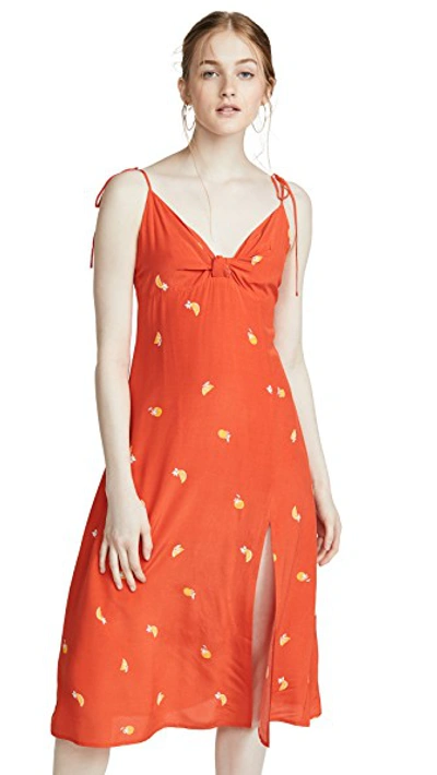 Shop Astr Brigette Dress In Atomic Orange Print