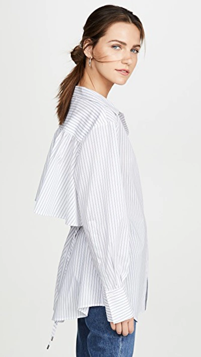 Shop Adeam Ruched Parachute Shirt In White