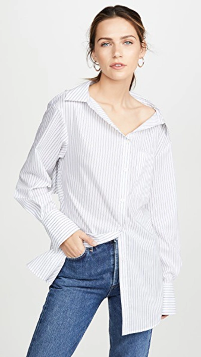 Shop Adeam Ruched Parachute Shirt In White