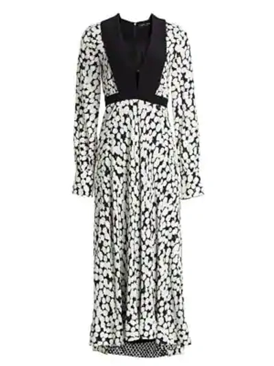 Shop Proenza Schouler Crepe De Chine Dotted Midi Dress In White Painted Dot