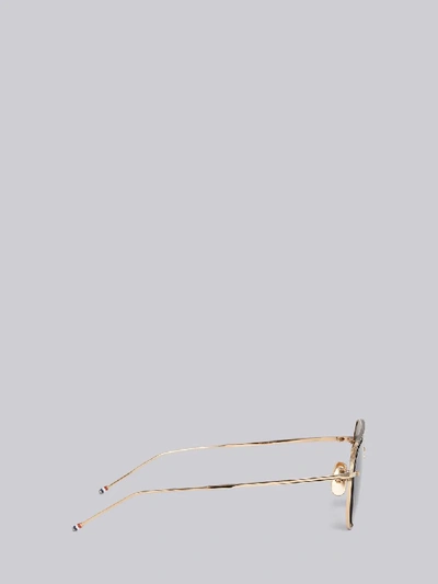 Shop Thom Browne Eyewear Tb112 - White Gold Black Enamel Aviator Sunglasses