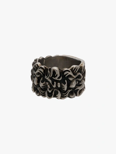 Shop Gucci Lion Mane Ring With Crystal In Silver