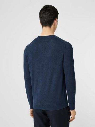 Shop Burberry Monogram Motif Cashmere Sweater In Uniform Blue Melange