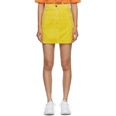 Shop Anton Belinskiy Yellow Velvet Miniskirt