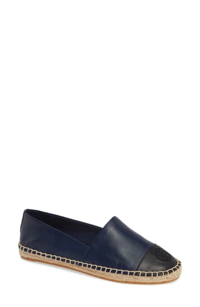 Shop Tory Burch Colorblock Espadrille Flat In Royal Navy/perfect Black