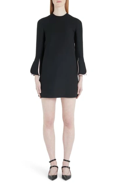 Shop Valentino Pleat Cuff Wool & Silk Shift Minidress In Z15-???