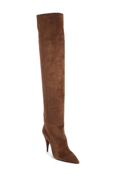 Shop Saint Laurent Kiki Over The Knee Boot In Land