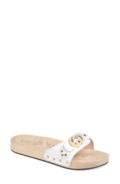 Shop Gucci Shiner Interlocking-g Slide Sandal In Great White
