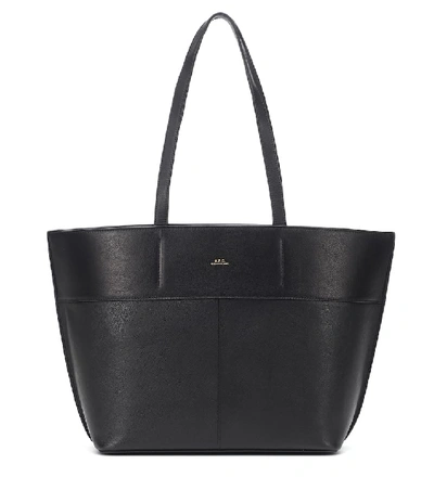 Shop Apc Totally Leather Tote In Black