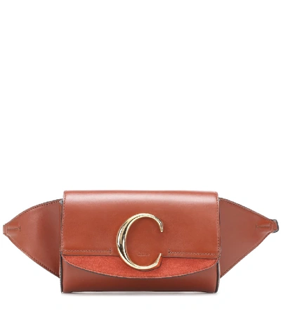 Shop Chloé C Leather Belt Bag In Brown