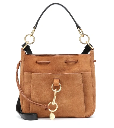 Shop See By Chloé Tony Small Suede Bucket Bag In Brown