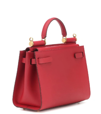 Shop Dolce & Gabbana Sicily 62 Small Leather Tote In Red