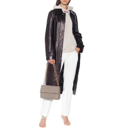 Shop Bottega Veneta Olimpia Leather Shoulder Bag In Grey