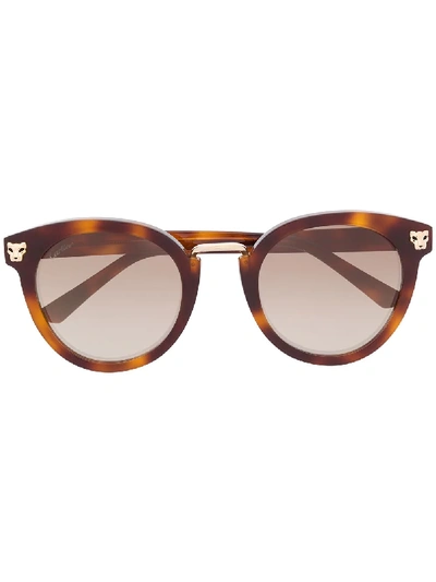 Shop Cartier Panthère De  Pantos-frame Sunglasses In Brown