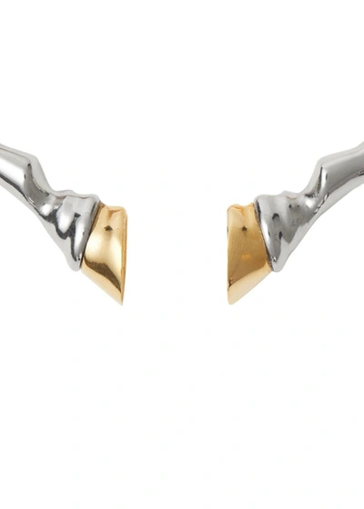 Shop Burberry Rose Gold And Palladium-plated Hoof Cuff