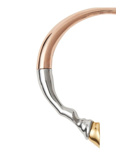 Shop Burberry Rose Gold And Palladium-plated Hoof Cuff