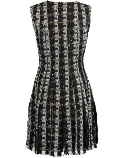 Shop Oscar De La Renta Sequin Stripes Tweed Cocktail Dress In Black