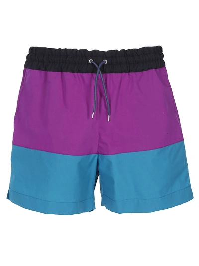 Shop Sacai Colour Block Drawstring Shorts In Multi