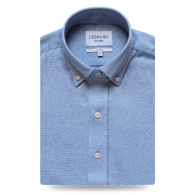 Shop Ledbury Men's Light Blue Barksdale Knit Shirt Slim/tailored Cotton