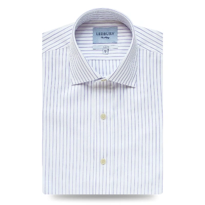 Shop Ledbury Men's Lavender Duval Stripe Dress Shirt Lavender Purple Slim/tailored Cotton