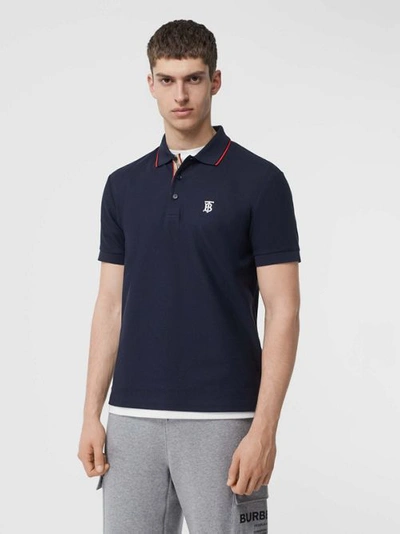 Shop Burberry Cotton Polo Shirt In Navy