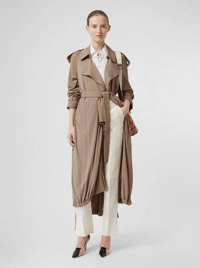 Shop Burberry Jersey Wrap Coat In Warm Taupe