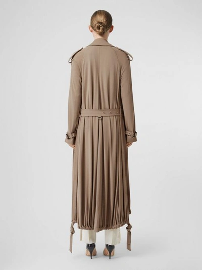 Shop Burberry Jersey Wrap Coat In Warm Taupe