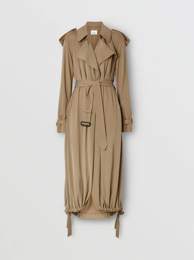 Shop Burberry Jersey Wrap Coat In Warm Taupe