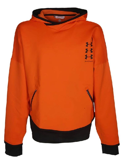 Shop Palm Angels X Under Armour Logo Print Hoodie In Orange