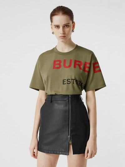 Shop Burberry Horseferry Print Cotton Oversized T-shirt In Dark Moss