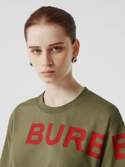 Shop Burberry Horseferry Print Cotton Oversized T-shirt In Dark Moss