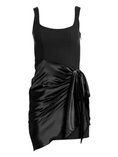 Shop Cinq À Sept Women's Waverly Satin Overlay Bodycon Dress In Black