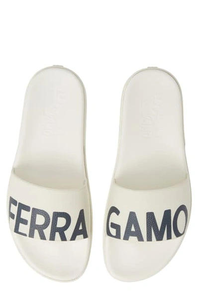 Shop Ferragamo Amos Slide Sandal In White Intense
