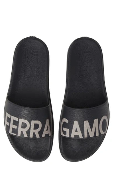 Shop Ferragamo Amos Slide Sandal In Dark Blue