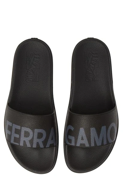 Salvatore Ferragamo Men's Amos Logo Pool Slides In Black | ModeSens