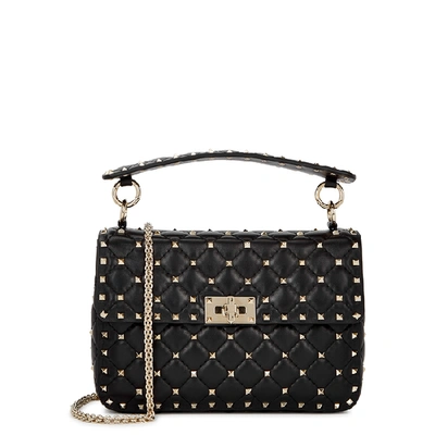 Shop Valentino Garavani Rockstud Spike Medium Leather Shoulder Bag In Black