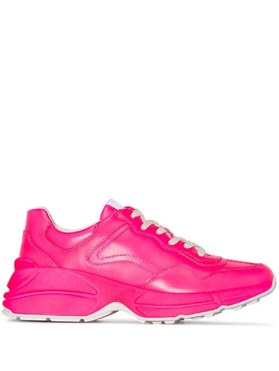 Shop Gucci Rhyton Leather Sneakers - Pink