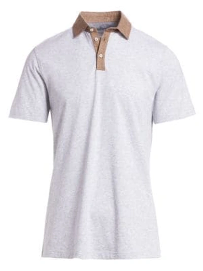 Shop Brunello Cucinelli Solid Contrast Placket Polo In Light Grey