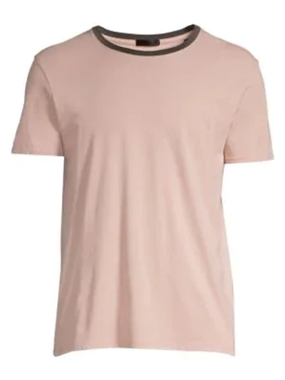 Shop Atm Anthony Thomas Melillo Contrast-collar Cotton Tee In Adobe Combo