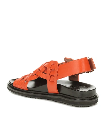 Shop Marni Leather Sandals In Orange